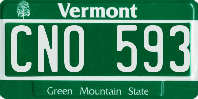 VT license plate CNO593