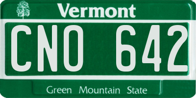 VT license plate CNO642