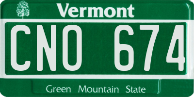 VT license plate CNO674