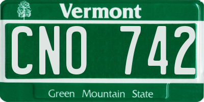 VT license plate CNO742