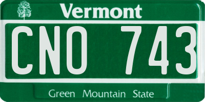 VT license plate CNO743