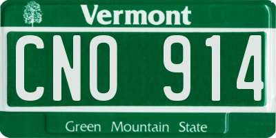 VT license plate CNO914