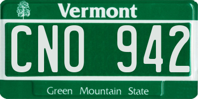 VT license plate CNO942