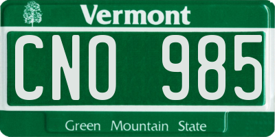 VT license plate CNO985