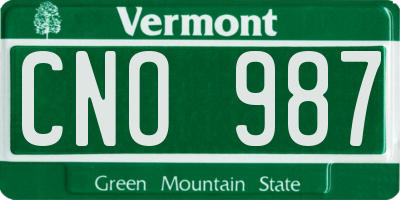 VT license plate CNO987