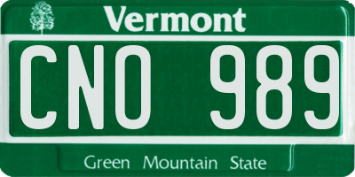 VT license plate CNO989