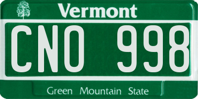 VT license plate CNO998