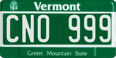 VT license plate CNO999