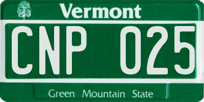 VT license plate CNP025
