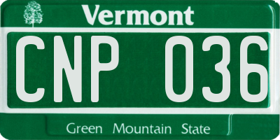 VT license plate CNP036