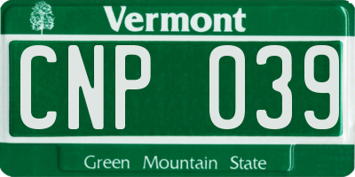 VT license plate CNP039