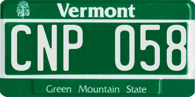 VT license plate CNP058