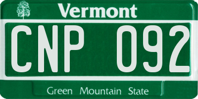 VT license plate CNP092