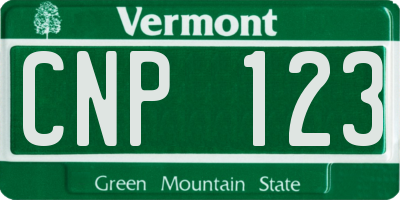 VT license plate CNP123