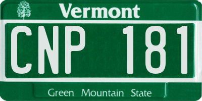 VT license plate CNP181