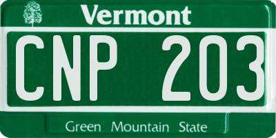 VT license plate CNP203