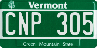 VT license plate CNP305