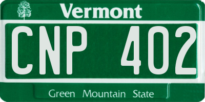 VT license plate CNP402