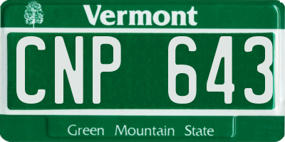 VT license plate CNP643