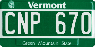 VT license plate CNP670