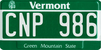 VT license plate CNP986
