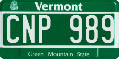 VT license plate CNP989