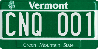 VT license plate CNQ001