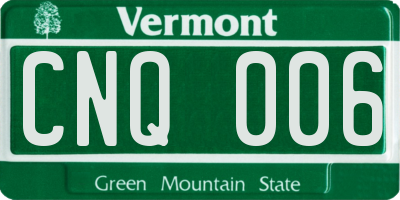 VT license plate CNQ006