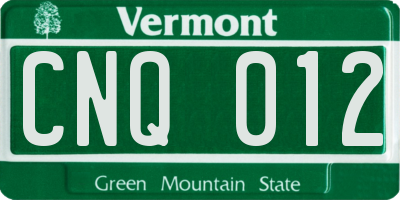 VT license plate CNQ012