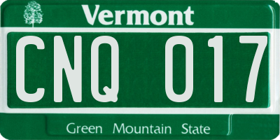 VT license plate CNQ017