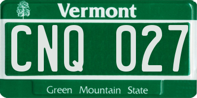 VT license plate CNQ027