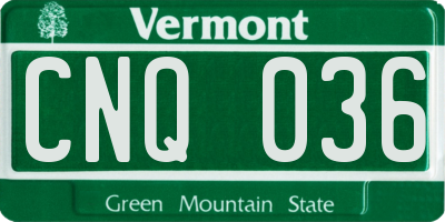 VT license plate CNQ036