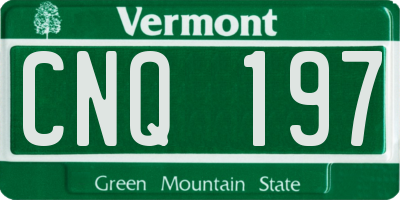 VT license plate CNQ197