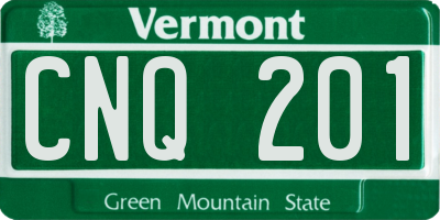 VT license plate CNQ201