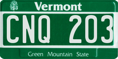 VT license plate CNQ203