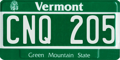 VT license plate CNQ205