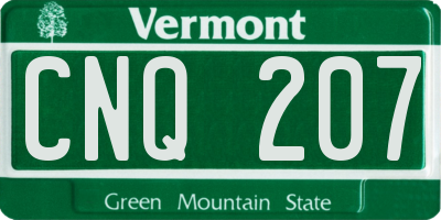 VT license plate CNQ207