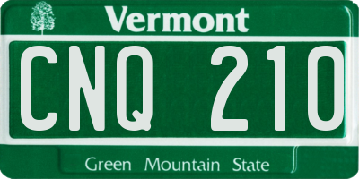 VT license plate CNQ210