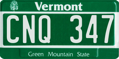 VT license plate CNQ347