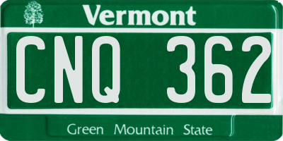 VT license plate CNQ362