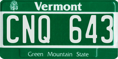 VT license plate CNQ643