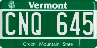 VT license plate CNQ645