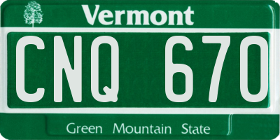 VT license plate CNQ670