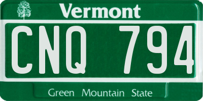 VT license plate CNQ794