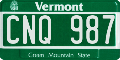 VT license plate CNQ987