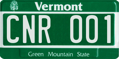 VT license plate CNR001