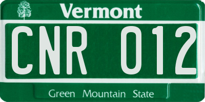 VT license plate CNR012
