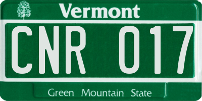 VT license plate CNR017