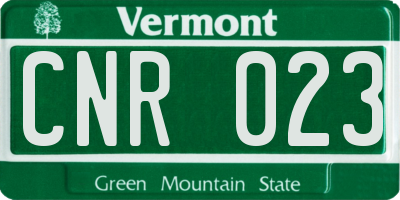 VT license plate CNR023