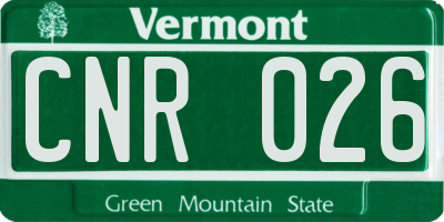 VT license plate CNR026